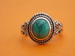 Silver turquoise antique ring