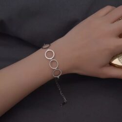 Circular Stainless Steel Silver Plated Bracelet