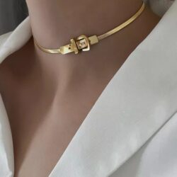 Buckle Titanium Steel Golden Choker Necklace